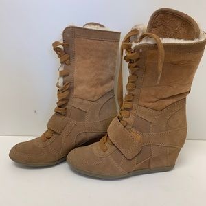 Ash Size 39 Suede Faux Fur Lined Wedge Boots